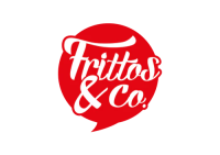 image Frittos and Co. Red and white logo with script text in red speech bubble